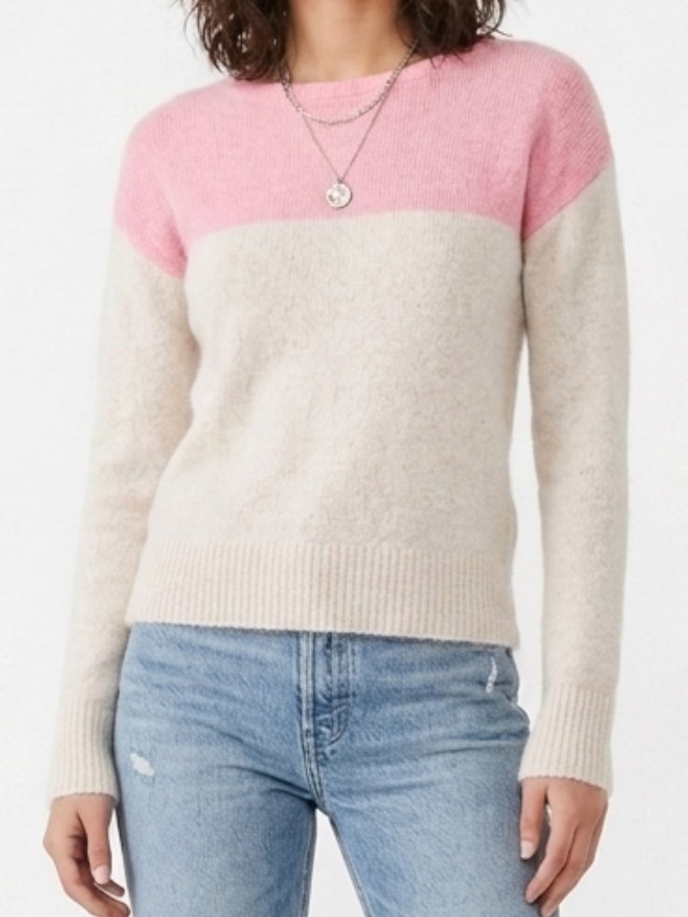 Atm Anthony Thomas Melillo Pink Colorblock Cashmere Sweater Xs